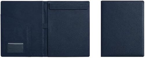 Dokumenten-Organizer aus Leder, A4-Klemmbrett-Ordner, Konferenzordner, juristischer Schreibblock, Business-Tasche aus Kunstleder, umklappbares Klemmbrett(Dark Blue) von EUXHTYWP