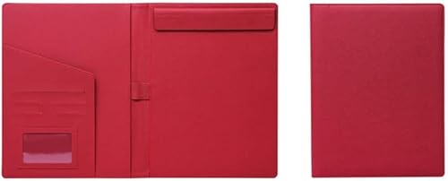 Dokumenten-Organizer aus Leder, A4-Klemmbrett-Ordner, Konferenzordner, juristischer Schreibblock, Business-Tasche aus Kunstleder, umklappbares Klemmbrett(Red) von EUXHTYWP