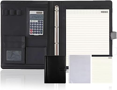 Dokumenten-Organizer aus Leder, S-Ordner, hochwertiger Business-Planer aus veganem Leder for Schule, Büro, Konferenz, Notizblock(Black) von EUXHTYWP