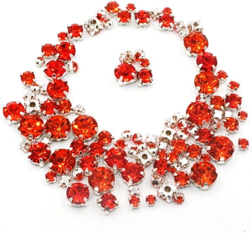 Hotfix-Strasssteine, 100 Stück/Beutel, gemischte Größe, Glaskristallsteine, lose Perlen for Kleidung, silberne Krallenfassung, for Aufnähen von Strasssteinen, DIY, Hochzeitskleid(Orange) von EUXHTYWP