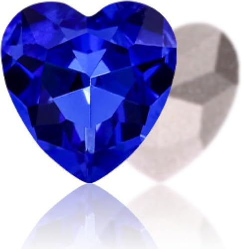 Hotfix-Strasssteine, Herz-Strass-Schmuck, Edelsteine, plattiert, K9-Glaskristall, Saphirstein, Nagelkunst-Aufkleber, Strass-Herzanhänger(Blue,14mm 20PCS) von EUXHTYWP
