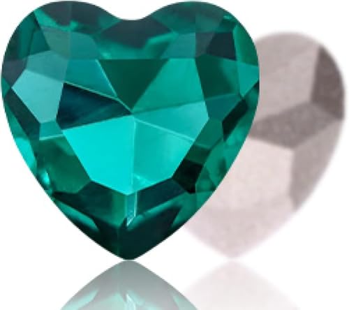 Hotfix-Strasssteine, Herz-Strass-Schmuck, Edelsteine, plattiert, K9-Glaskristall, Saphirstein, Nagelkunst-Aufkleber, Strass-Herzanhänger(Green,10mm 20PCS) von EUXHTYWP