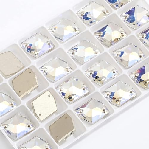 Hotfix-Strasssteine, for Aufnähen, K9-Glaskristallstein, flache Rückseite for Aufnähen von Strasssteinen for Kleider, Kleidung, Dekoration, Perlen, Schmuckherstellung(White,17X21mm 15pcs) von EUXHTYWP