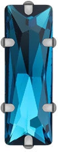 Hotfix-Strasssteine, rechteckige Glaskristall-Strasssteine ​​zum Aufnähen mit silberner Kralle, Kunsthandwerk, Glitzersteine ​​für Kleidungszubehör(Blue,5x10mm 100pcs) von EUXHTYWP