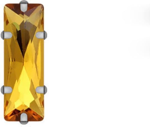 Hotfix-Strasssteine, rechteckige Glaskristall-Strasssteine ​​zum Aufnähen mit silberner Kralle, Kunsthandwerk, Glitzersteine ​​für Kleidungszubehör(Gold,5x15mm 100pcs) von EUXHTYWP