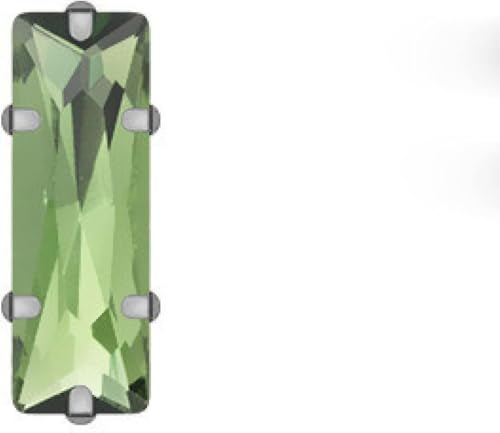 Hotfix-Strasssteine, rechteckige Glaskristall-Strasssteine ​​zum Aufnähen mit silberner Kralle, Kunsthandwerk, Glitzersteine ​​für Kleidungszubehör(Light Green,5x10mm 100pcs) von EUXHTYWP