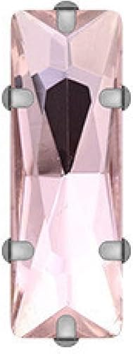 Hotfix-Strasssteine, rechteckige Glaskristall-Strasssteine ​​zum Aufnähen mit silberner Kralle, Kunsthandwerk, Glitzersteine ​​für Kleidungszubehör(Pink,5x10mm 100pcs) von EUXHTYWP