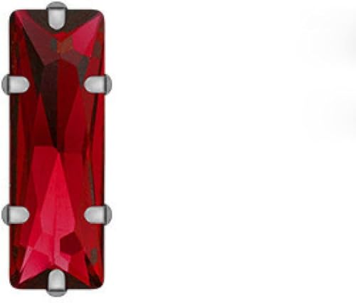 Hotfix-Strasssteine, rechteckige Glaskristall-Strasssteine ​​zum Aufnähen mit silberner Kralle, Kunsthandwerk, Glitzersteine ​​für Kleidungszubehör(Red,5x10mm 100pcs) von EUXHTYWP