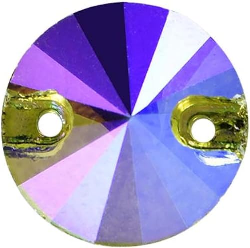 Hotfix-Strasssteine, rund, Rivoli, bestes Glas, Kristall, AB, for Aufnähen, viele Farben, flache Rückseite, Glasstein, for Nähen, Strass for Hochzeitskleid(Black Diamond Ab) von EUXHTYWP