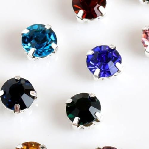 Hotfix-Strasssteine, runde Glas-Strasssteine ​​mit Kralle for Aufnähen, Kristallstein-Strass-Diamant-Metall-Basisschnalle for Kleidung(Mixed Color) von EUXHTYWP