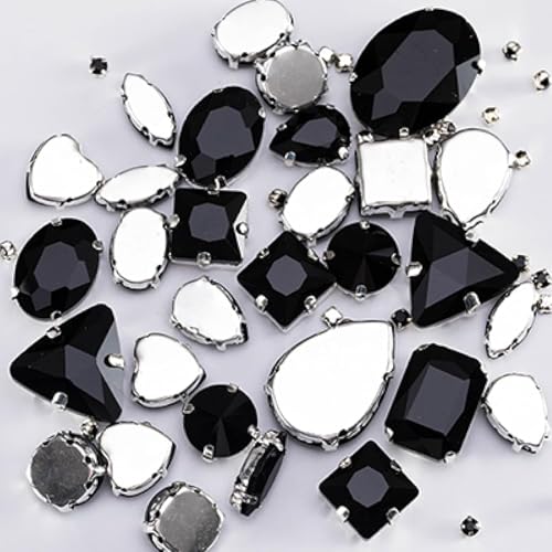 Hotfix-Strasssteine, smaragdgrüne Glas-Strasssteine ​​für Kleidung, lose flache Rückseite, Kleidersteine, dekorativer Kristall for Aufnähen, 50 Stück/Packung(Black) von EUXHTYWP
