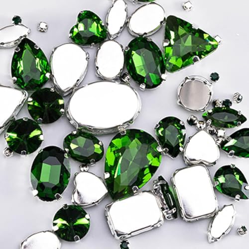 Hotfix-Strasssteine, smaragdgrüne Glas-Strasssteine ​​für Kleidung, lose flache Rückseite, Kleidersteine, dekorativer Kristall for Aufnähen, 50 Stück/Packung(Dark Green) von EUXHTYWP