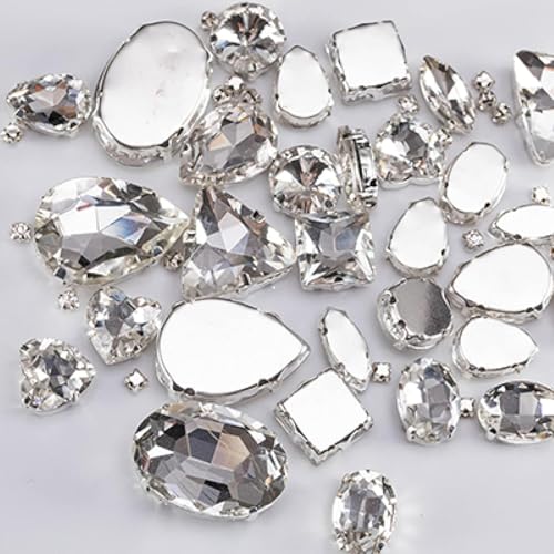 Hotfix-Strasssteine, smaragdgrüne Glas-Strasssteine ​​für Kleidung, lose flache Rückseite, Kleidersteine, dekorativer Kristall for Aufnähen, 50 Stück/Packung(White) von EUXHTYWP