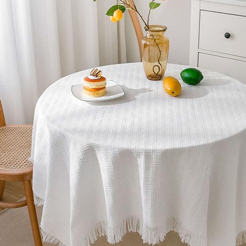 Tischdecke Aus Baumwollleinen,Einfarbige Tischdecke Waschbar Knitterfrei Tischtuch Dekorative Tischdecken Aus Jacquardstoff for Esszimmer Partys Küche-J-180x340cm(71x134inch)(A,90x150cm(35x59inch)) von EUXHTYWP