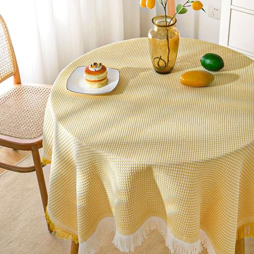 Tischdecke Aus Baumwollleinen,Einfarbige Tischdecke Waschbar Knitterfrei Tischtuch Dekorative Tischdecken Aus Jacquardstoff for Esszimmer Partys Küche-J-180x340cm(71x134inch)(D,180x340cm(71x134inch)) von EUXHTYWP