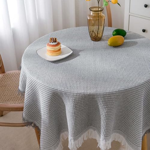 Tischdecke Aus Baumwollleinen,Einfarbige Tischdecke Waschbar Knitterfrei Tischtuch Dekorative Tischdecken Aus Jacquardstoff for Esszimmer Partys Küche-J-180x340cm(71x134inch)(E,230x250cm(91x98inch)) von EUXHTYWP