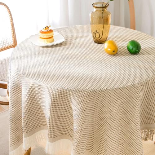 Tischdecke Aus Baumwollleinen,Einfarbige Tischdecke Waschbar Knitterfrei Tischtuch Dekorative Tischdecken Aus Jacquardstoff for Esszimmer Partys Küche-J-180x340cm(71x134inch)(H,90x150cm(35x59inch)) von EUXHTYWP