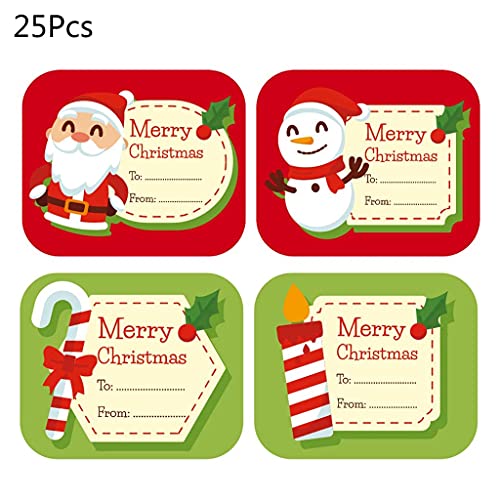 100 Stück "Merry Christmas"-Aufkleber, beschreibbare Namensschilder, Aufkleber, beschreibbare Etiketten, Urlaub, Geschenkbox, Backkarte, Dekoration von EUYueli