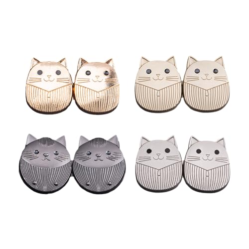 4 Paar Knopfnadeln, Jeans, Taillenschnallen, abnehmbare Hose, Taillenstraffer, Jeans, Knopfnadeln, schöne Katzen-Taillenschnallen von EUYueli