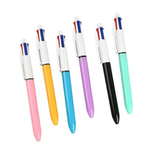 EUYueli 4-in-1-Kugelschreiber, einziehbarer Kugelschreiber, 1,0 mm, Schreibstift, Büro- und Schulbedarf, 6 Stück von EUYueli