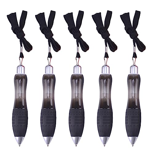 EUYueli 5-teiliges Kugelschreiber-Set, einziehbar, rund, mit kurzem Clicker und Riemen, Fettstifte, Set in Rot, Blau, Schwarz, Grün von EUYueli