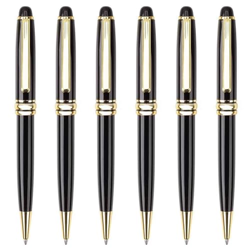 EUYueli 6 x Kugelschreiber, Metallstift, glatt, Journaling-Stift, schwarzer Schreibstift, Schreibwarenbedarf für Studenten EUYueli 6 x Kugelschreiber, Metallstift, glatt, Journaling-Stift, schwarzer Schreibstift, Schreibwarenbedarf für Studenten von EUYueli