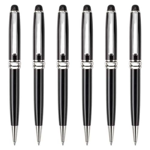 EUYueli 6 x Kugelschreiber, Metallstift, glatt, Journaling-Stift, schwarzer Schreibstift, Schreibwarenbedarf für Studenten EUYueli 6 x Kugelschreiber, Metallstift, glatt, Journaling-Stift, schwarzer Schreibstift, Schreibwarenbedarf für Studenten von EUYueli