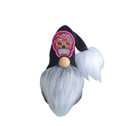 EUYueli Halloween-Zwerge mit Totenkopf-Muster, Ornament für Zuhause, Party, Festival, Esstisch, abgestuftes Tablett, Plüsch, gesichtslose Puppe EUYueli Halloween-Zwerge mit Totenkopf-Muster, Ornament für Zuhause, Party, Festival, Esstisch, abgestuftes Tablett, Plüsch, gesichtslose Puppe von EUYueli