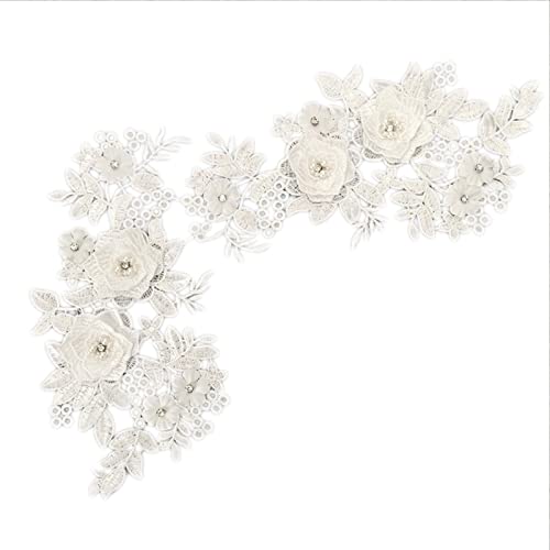 Ein Paar Stickerei-Spitzenapplikationen zum Nähen von Blumenstoff, Kragen, Hochzeitskleid, Brautkleid Ein Paar Stickerei-Spitzenapplikationen zum Nähen von Blumenstoff, Kragen, Hochzeitskleid, Brautkleid von EUYueli