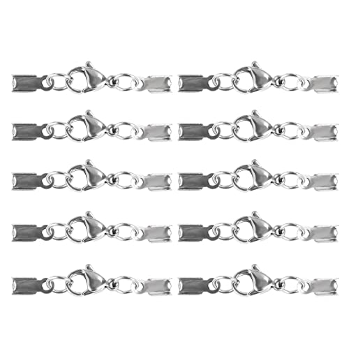 Karabinerverschlüsse mit Kordelenden für Armbänder, Halsketten, Halsbänder, Schmuck, einfach zu bedienen, 10 Stück von EUYueli