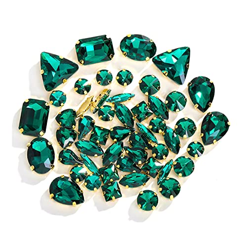 Strasssteine zum Aufnähen, gemischte Formen, Glasjuwelen, mit Nähklaue, flache Rückseite, für Kunstkleidung, 50 Stück Strasssteine zum Aufnähen, gemischte Formen, Glasjuwelen, mit Nähklaue, flache Rückseite, für Kunstkleidung, 50 Stück von EUYueli
