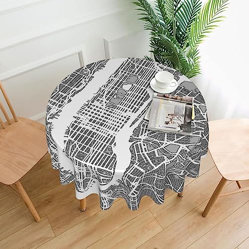EVANEM Runde Tischdecke mit New Yorker Stadtkarte, 152,4 cm, wasserdicht, dekorativer Stoff, Tischdecke für Küche, Esstisch, Hochzeit, wiederverwendbar EVANEM Runde Tischdecke mit New Yorker Stadtkarte, 152,4 cm, wasserdicht, dekorativer Stoff, Tischdecke für Küche, Esstisch, Hochzeit, wiederverwendbar von EVANEM
