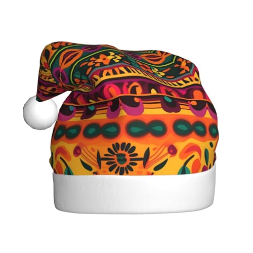 EVANEM Weihnachtsmütze für Erwachsene, mexikanische Volkskunst, Boho-Weihnachtsmütze mit Pompons, beleuchtete Weihnachtsmützen für Neujahrsparty von EVANEM