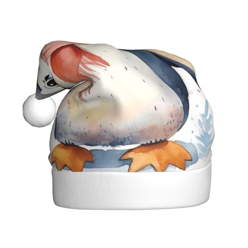 EVANEM Weihnachtsmütze für Erwachsene, niedlicher Cartoon-Pinguin, Weihnachtsmütze mit Pompons, beleuchtet, Weihnachtsmützen für Neujahrsparty von EVANEM