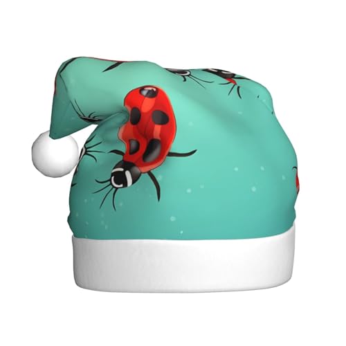 EVANEM Weihnachtsmütze für Erwachsene, rote Marienkäfer, Weihnachtsmütze mit Pompons, beleuchtet, Weihnachtsmützen für Neujahrsparty von EVANEM