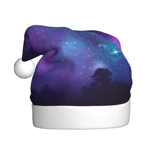 EVANEM Weihnachtsmütze für Erwachsene, violetter Sternenhimmel, Weihnachtsmütze mit Pompons, beleuchtet, Weihnachtsmützen für Neujahrsparty von EVANEM