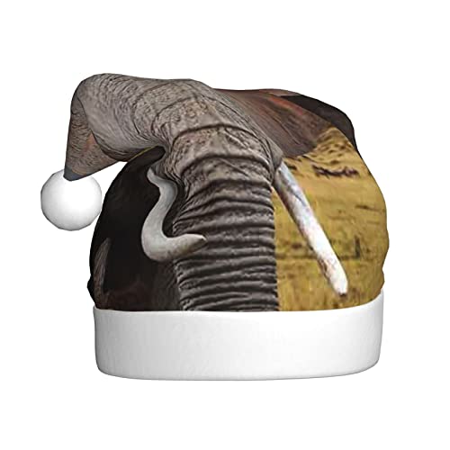 EVANEM Weihnachtsmütze mit Elefantenmotiv für Erwachsene, leuchtende Weihnachtsmütze, Plüsch-Weihnachtsmannmütze für Silvesterparty und Feiertagsveranstaltung von EVANEM