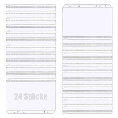 A5 Binder Taschen, 24 Stücke A5 Datei Binder Taschen, 6 Löcher Reißverschluss Ordne, Wasserdicht Kunststoff Bindertaschen, Transparenter Beutel mit Losen Blättern, Dokumente, Notizbücher, Karten A5 Binder Taschen, 24 Stücke A5 Datei Binder Taschen, 6 Löcher Reißverschluss Ordne, Wasserdicht Kunststoff Bindertaschen, Transparenter Beutel mit Losen Blättern, Dokumente, Notizbücher, Karten von EVDZNA