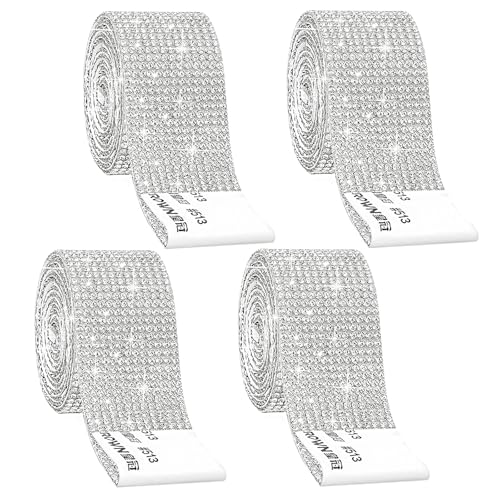 Diamantband Selbstklebend, 4 Rollen Kristall Strass Aufklebe, 91x3cm Selbstklebende Glitzer Strass Kristall Edelstein Aufkleber, Silber, DIY Dekoration Aufkleber, Für Geschenk Dekoration Diamantband Selbstklebend, 4 Rollen Kristall Strass Aufklebe, 91x3cm Selbstklebende Glitzer Strass Kristall Edelstein Aufkleber, Silber, DIY Dekoration Aufkleber, Für Geschenk Dekoration von EVDZNA