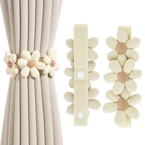 EVDZNA Vorhang Raffhalter, 2 Stück Blumen Gardinen Raffhalter, Beige Blume Vorhang Raffhalter, Gardinen Kordel mit Blumendesign, Kreativ Raffhalter für Gardinen, für Haus Office, Wohnzimmer EVDZNA Vorhang Raffhalter, 2 Stück Blumen Gardinen Raffhalter, Beige Blume Vorhang Raffhalter, Gardinen Kordel mit Blumendesign, Kreativ Raffhalter für Gardinen, für Haus Office, Wohnzimmer von EVDZNA