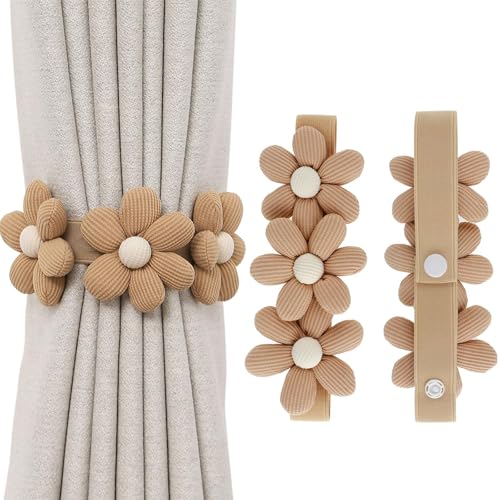 EVDZNA Vorhang Raffhalter, 2 Stück Blumen Gardinen Raffhalter, Khaki Blume Vorhang Raffhalter, Gardinenband mit Blumendesign, Kreativ Raffhalter für Gardinen, für Haus, Wohnzimmer, Schlafzimmer EVDZNA Vorhang Raffhalter, 2 Stück Blumen Gardinen Raffhalter, Khaki Blume Vorhang Raffhalter, Gardinenband mit Blumendesign, Kreativ Raffhalter für Gardinen, für Haus, Wohnzimmer, Schlafzimmer von EVDZNA