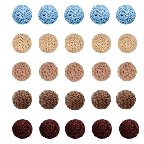 Wooden Crochet Beads, Gehäkelt Holzperlen, 25 Stück Craft Set Holzperlen, 20mm Gewebte Holzperlen mit Löchern, Bunte handgemachte Perlen, DIY Schmuck Werkzeuge, Armband Perlen, Pullover Dekoration Wooden Crochet Beads, Gehäkelt Holzperlen, 25 Stück Craft Set Holzperlen, 20mm Gewebte Holzperlen mit Löchern, Bunte handgemachte Perlen, DIY Schmuck Werkzeuge, Armband Perlen, Pullover Dekoration von EVDZNA