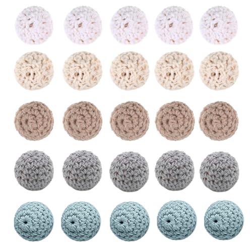 Wooden Crochet Beads, Gehäkelt Holzperlen, 25 Stück bunte gewebte Holzperlen mit Löchern, 20mm Armband Halskette Perlen, Holzperlen Bastelset, Bastelbedarf, Für DIY Holzperlen mit Fädelloch Wooden Crochet Beads, Gehäkelt Holzperlen, 25 Stück bunte gewebte Holzperlen mit Löchern, 20mm Armband Halskette Perlen, Holzperlen Bastelset, Bastelbedarf, Für DIY Holzperlen mit Fädelloch von EVDZNA