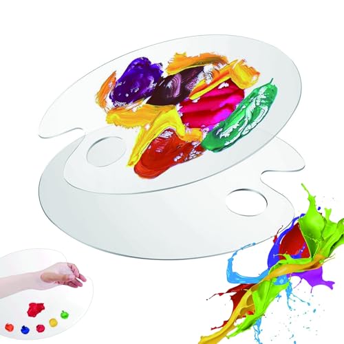 Klare Acryl Malpalette, 2 Stücke Mischpalette Acrylfarben, 15 x 25cm Ovale Kunstpalette, mit Griffloch, Antihaft Ölfarben Mischpalette, für Aquarell, Kunst DIY Kunsthandwerk Malerei von EVDZNA