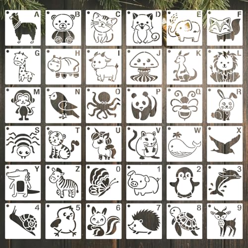 Niedliche Tier Schablonen Stencils Set, 36 Stück 4 Zoll Plastik Tiermotive, Kreativ für Kunstwänden & Geschenkkarten, Weiß, Tier Malschablonen, Niedliche Tierschablone Portfolio Niedliche Tier Schablonen Stencils Set, 36 Stück 4 Zoll Plastik Tiermotive, Kreativ für Kunstwänden & Geschenkkarten, Weiß, Tier Malschablonen, Niedliche Tierschablone Portfolio von EVDZNA