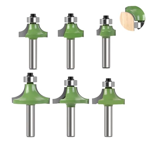 Runde Oberfräsen Bits, Enthält 6 Hartmetall Eck Rundungs Kantenform Bit 8mm, mit Kugellagerführung, 8-Griff 6-Teiliger Satz Abgerundeter Messer, für Rundes Trimmen, Geeignet für Holz Runde Oberfräsen Bits, Enthält 6 Hartmetall Eck Rundungs Kantenform Bit 8mm, mit Kugellagerführung, 8-Griff 6-Teiliger Satz Abgerundeter Messer, für Rundes Trimmen, Geeignet für Holz von EVDZNA