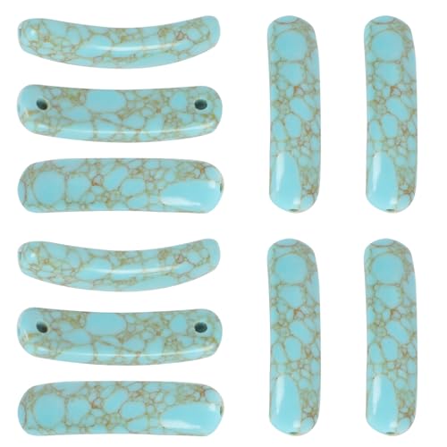 Natürliche gebogene Steinperlen, 36 x 10 mm, gebogene rechteckige Verbindungssteinperlen für DIY-Armbänder, Halsketten, Ohrringe, Schmuckherstellung, Türkis, 10 Stück Natürliche gebogene Steinperlen, 36 x 10 mm, gebogene rechteckige Verbindungssteinperlen für DIY-Armbänder, Halsketten, Ohrringe, Schmuckherstellung, Türkis, 10 Stück von EVERDIJ