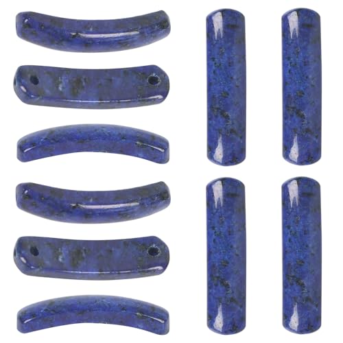 Natürliche gebogene Steinperlen, 36 x 10 mm, gebogene rechteckige Verbindungssteinperlen für DIY-Armbänder, Halsketten, Ohrringe, Schmuckherstellung (Lapislazuli), 10 Stück von EVERDIJ