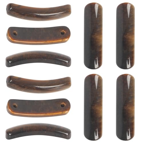 Natürliche gebogene Steinperlen, 36 x 10 mm, gebogene rechteckige Verbindungssteinperlen für DIY-Armbänder, Halsketten, Ohrringe, Schmuckherstellung (gelbes Tigerauge) von EVERDIJ