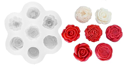 7 Mulden, Pfingstrosen, Blumen, Tulpen, Rose, Kerzenform, Silikonharz, Gießformen für Kerzen, Harz und Seife 7 Mulden, Pfingstrosen, Blumen, Tulpen, Rose, Kerzenform, Silikonharz, Gießformen für Kerzen, Harz und Seife von EVERELAM